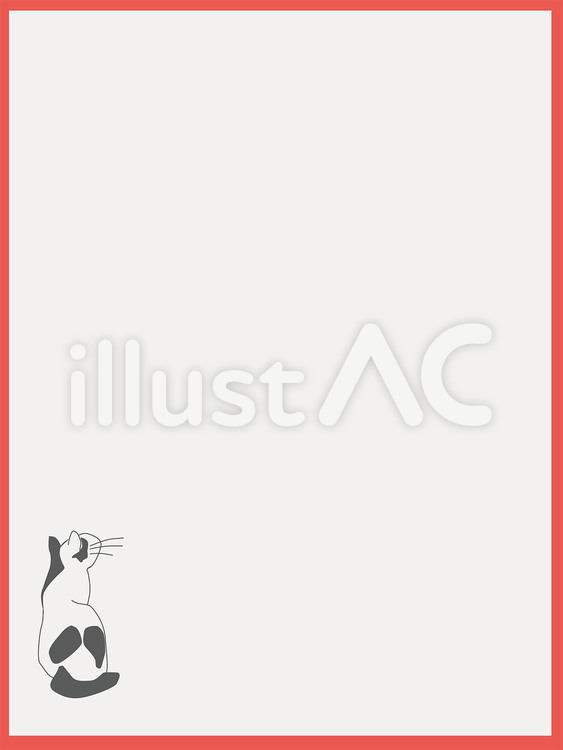 オレンジ色の枠と猫 ネコ,枠,オレンジ色のイラスト素材