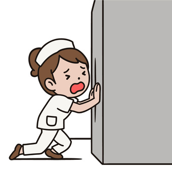 押しつぶされる人 壁,押す,重圧,苦悩,絶望,挫折,疲労,限界,ストレス,苦しいのイラスト素材