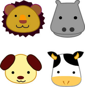 Illustration, hippo, dog, cattle, 