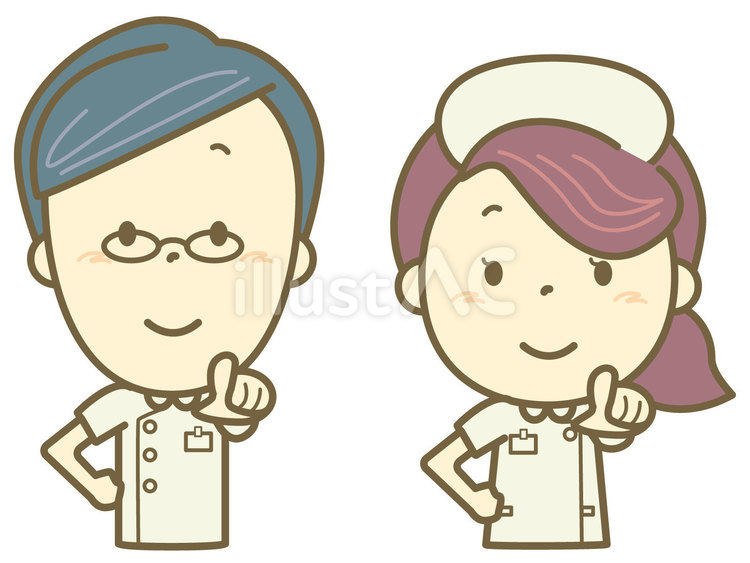 指さす看護師　上半身 看護婦,看護師,ナースのイラスト素材