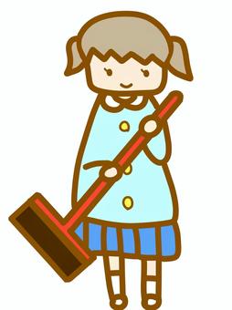 Child cleaning, children, girl, clean up, JPG and PNG