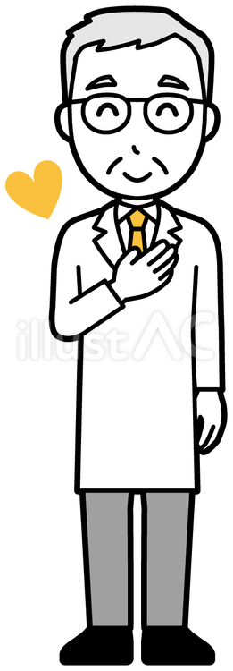 高齢男性医師(黄)-109-全身 好き,お爺さん,医師のイラスト素材