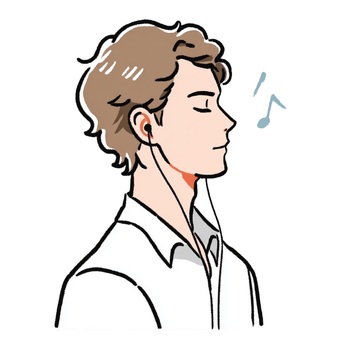 音楽を聴く男性の横顔