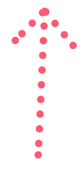 赤いドットの矢印 矢印,やじるし,方向,シンプル,ポイント,上昇,上がる,伸びる,アップ,業績のイラスト素材