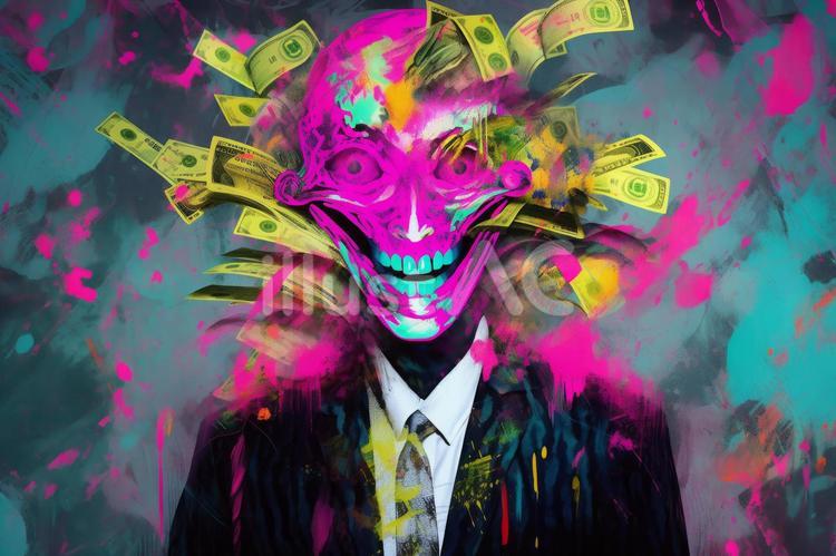 お金に取り憑かれる男性 男性,お金,儲けるのイラスト素材