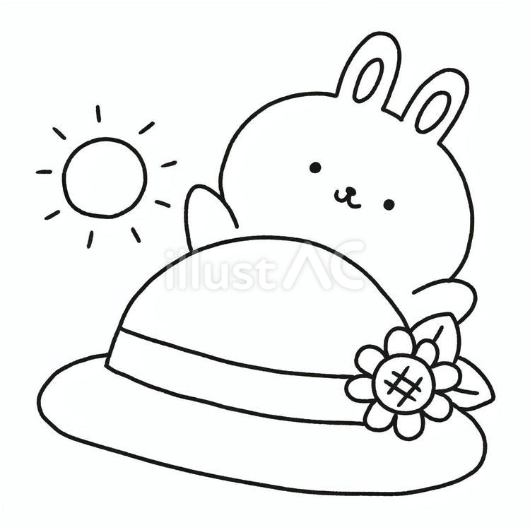 うさぎと麦わら帽子 うさぎ,麦わら帽子,夏のイラスト素材