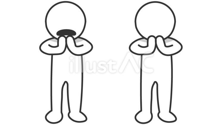 深刻な顔でお願いをする棒人間 お願い,おねだり,合唱のイラスト素材