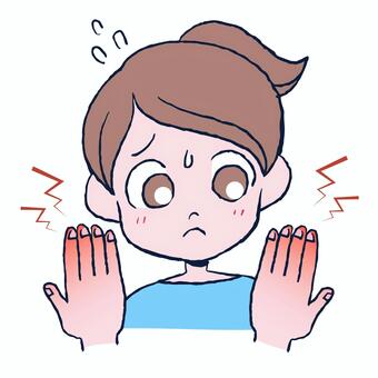 しもやけ　イラスト 手描き,手,手の甲,指,肌,肌荒れ,手荒れ,しもやけ,凍瘡,赤みのイラスト素材