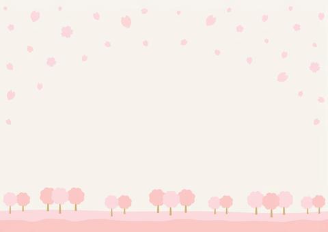 春の桜の背景、卒業・入学・新生活・花見 春,桜,さくら,背景,フレーム,花,花びら,桜の花,卒業,入学のイラスト素材