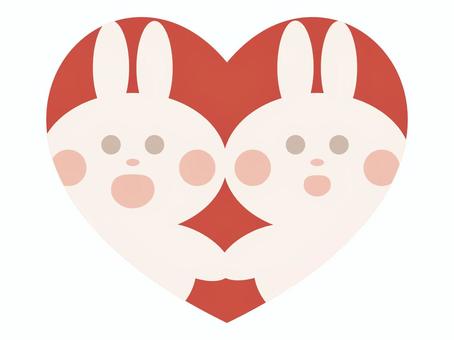 Lovey-dovey rabbit in the heart, rabbit, heart, red, JPG, PNG and AI