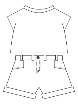 Illustration, t-shirt, shorts, female, 