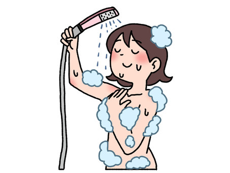 シャワータイム シャワー,入浴,泡,女性,バスタイム,浴室のイラスト素材