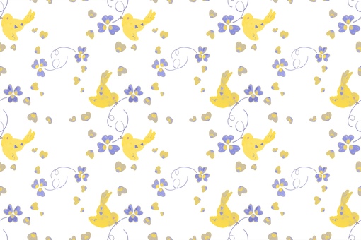 春色の小鳥と花の模様 春,かわいい,小鳥,花柄,ナチュラル,パターン,背景,ベビー,やさしい,淡色のイラスト素材