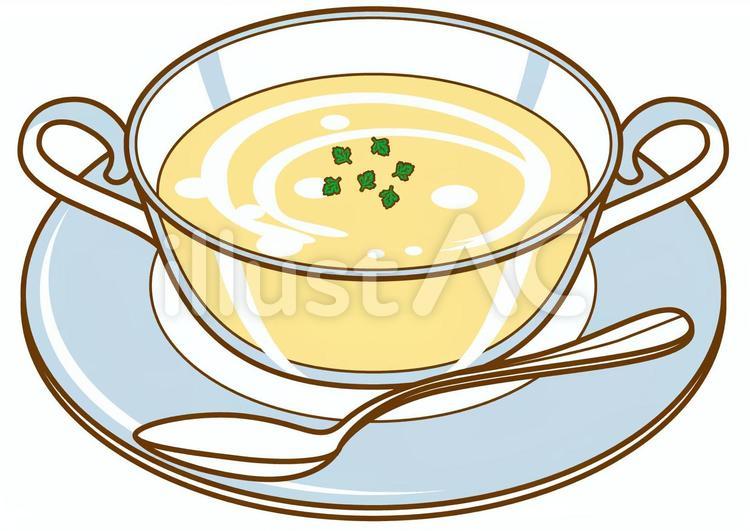 ヴィシソワーズ-4c ヴィシソワーズ,冷製,パセリのイラスト素材