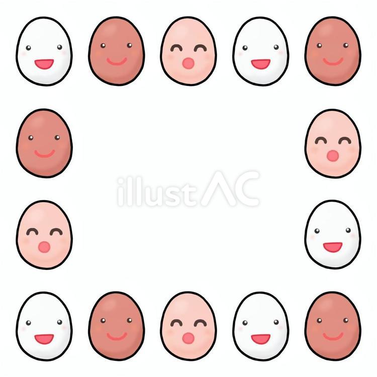 笑顔のたまごのフレーム たまご,白たまご,赤たまごのイラスト素材