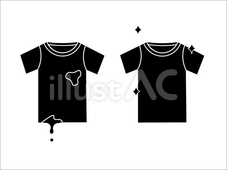 汚れたＴシャツときれいなＴシャツ tシャツ,汚れ,洗濯物のイラスト素材