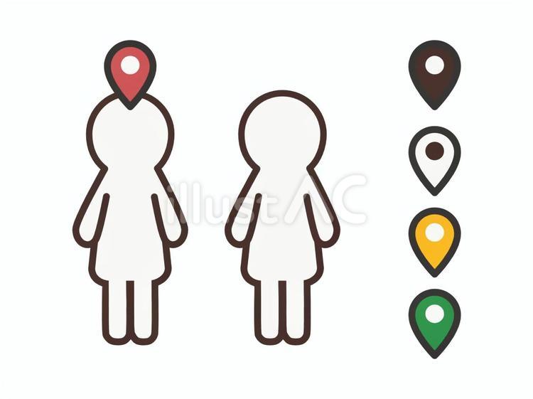 人物アイコン　ピクトグラムの位置情報 図解,人物アイコン,インフォグラフィックのイラスト素材