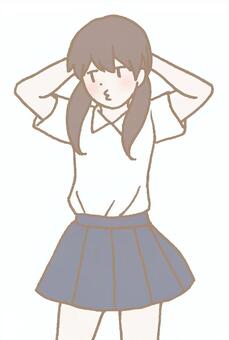 Illustration, female, be shy, student, JPG and PNG