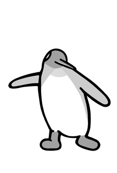 セーフなキングペンギン　グレースケール キングペンギン,オウサマペンギン,ペンギン,鳥,セーフ,両手,羽,フリッパー,広げる,足のイラスト素材