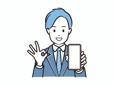 スマホ見せてOKサインをするブレザー男子 スマホ,スマートフォン,携帯電話,ok,okサイン,学生,高校生,生徒,男子学生,男子のイラスト素材