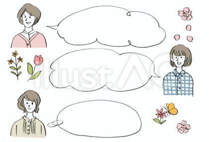 吹き出し 女性 春