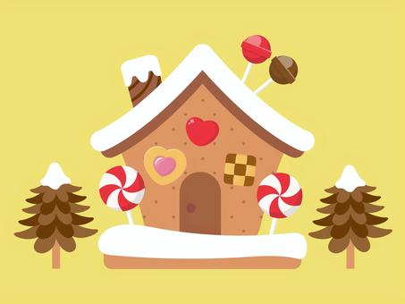 お菓子の家、クリスマス・冬の食べ物 お菓子の家,クリスマス,食べ物,手描き,かわいい,おしゃれ,冬,12月,ヘクセンハウス,手書きのイラスト素材