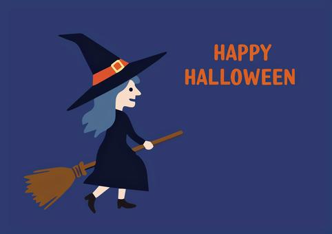 ハロウィンの魔女のイラスト 魔女,箒,魔法使い,ハロウィン,halloween,女性,帽子,秋,10月,ベクターのイラスト素材