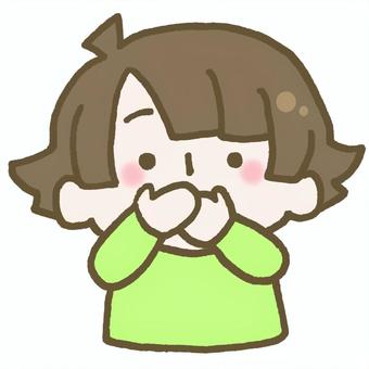 両手で口を覆う子ども こども,子ども,口,おさえる,覆う,手,両手,塞ぐ,隠す,言わざるのイラスト素材