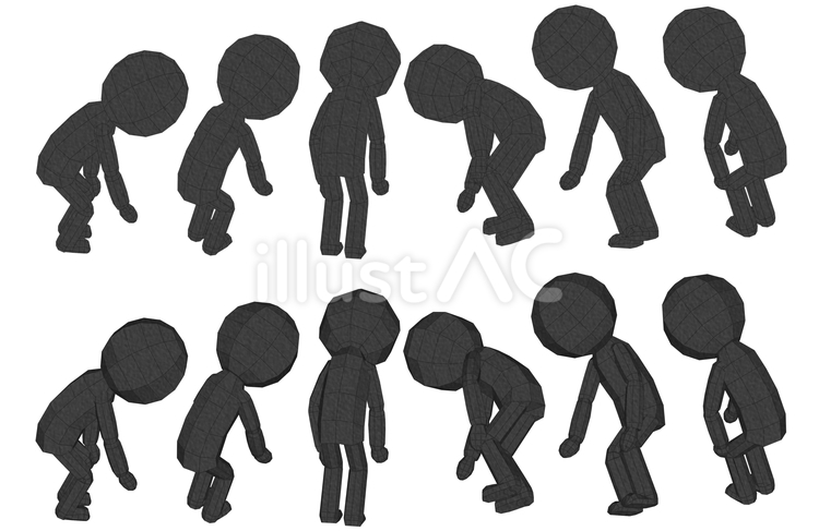 棒人間　ペパクラ風　手を伸ばして物を拾う  拾う,しゃがむ,かがむのイラスト素材