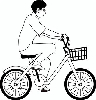 自転車のる 自転車,二輪,チャリ,ミニ,横向き,移動,乗り物,若い,男性,白黒のイラスト素材