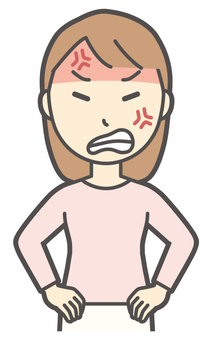  ロングヘア女性-529-バスト 怒る,女性,女の子,人物,かわいい,キレる,叱る,ムカつく,喧嘩,プンプンのイラスト素材