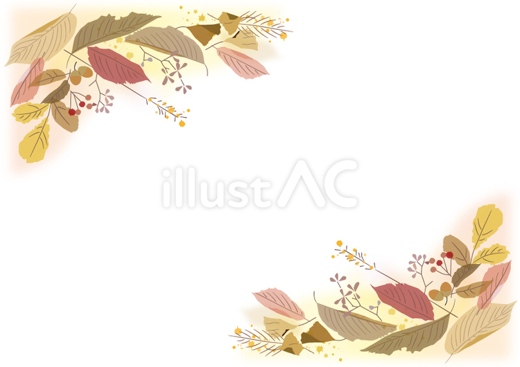 散歩で出会った葉っぱたち 秋,紅葉,木の実のイラスト素材