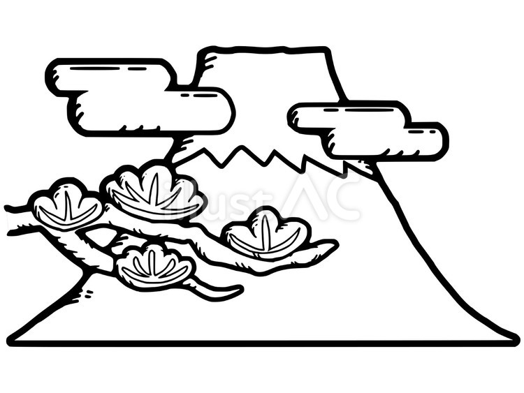 富士山(白黒) 富士山,山,縁起物のイラスト素材