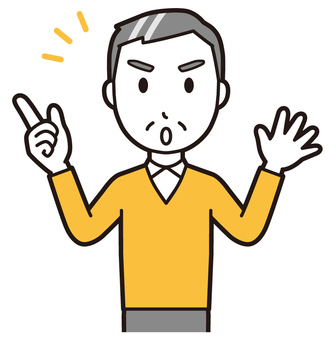 ニット中年男性(黄)-535-バスト  ニット中年男性(黄)-535-バスト 注意,おじさん,男性のイラスト素材