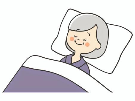 眠っているおばあさん 眠る,睡眠,寝る,就寝,昼寝,寝落ち,おやすみ,休憩,休息,安眠のイラスト素材