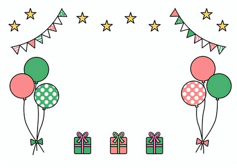 クリスマスの背景 クリスマスの背景 クリスマス,背景,フレーム,プレゼント,風船,三角旗,星,クリスマスイブ,冬,12月のイラスト素材
