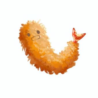 【無料】エビフライ　顔あり　アイコン素材 エビフライ,リアル,海老,料理,顔あり,顔,フライ,かわいい,揚げ物,おかずのイラスト素材