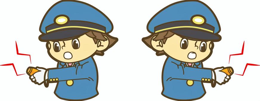 電子ホイッスルを握る鉄道員 駅員,車掌,運転士,運転手,鉄道員,乗務員,鉄道,新幹線,路面電車,地下鉄のイラスト素材