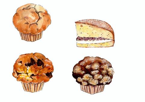 マフィン② マフィン,お菓子,焼き菓子,かわいい,優しい,おいしい,手描き,水彩,色鉛筆,スケッチのイラスト素材