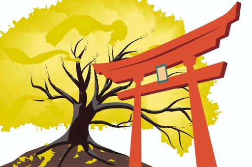 鳥居紅葉 鳥居,紅葉,秋,樹木,神社,歴史,参拝,赤い,入口,文化のイラスト素材