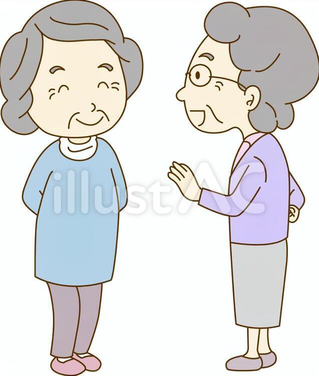 おばあちゃんたちの会話 会話,高齢者,お話のイラスト素材