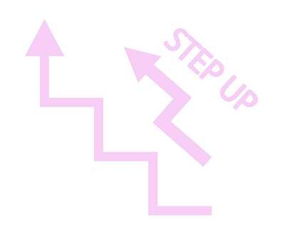 ステップアップイラスト（ver2) ステップアップ,矢印,ステップ,フェーズ,階段,向上,レベルアップ,スキルアップ,出世,昇給のイラスト素材