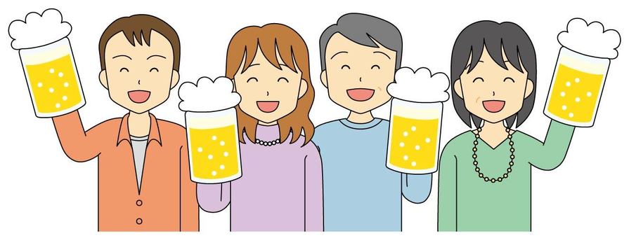 宴会13 乾杯,ビール,飲み会,宴会,忘年会,新年会,歓迎会,送別会,お酒,飲酒のイラスト素材