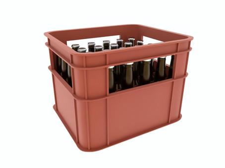 赤色のケースとビール ビールケース,ケース,ビール箱,入れ物,3d,cg,瓶ビール,赤色のイラスト素材
