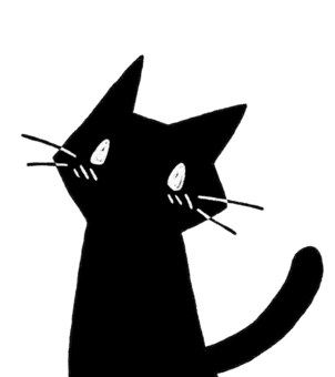 黒猫の落書きイラストアイコン-照れる