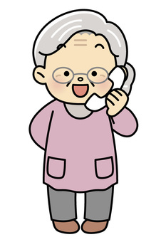 Illustration, phone, a receiver, grandmother, 