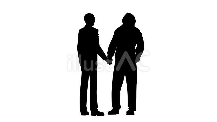 取引成立 シルエット,男性,不審者のイラスト素材