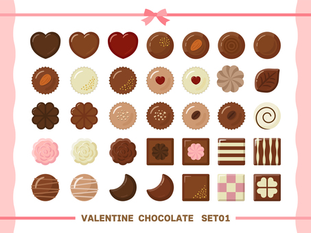 バレンタインのチョコとリボンのセット01 バレンタイン,チョコレート,リボン,食べ物,バレンタインデー,プレゼント,バレンタインチョコ,お菓子,スイーツ,高級のイラスト素材