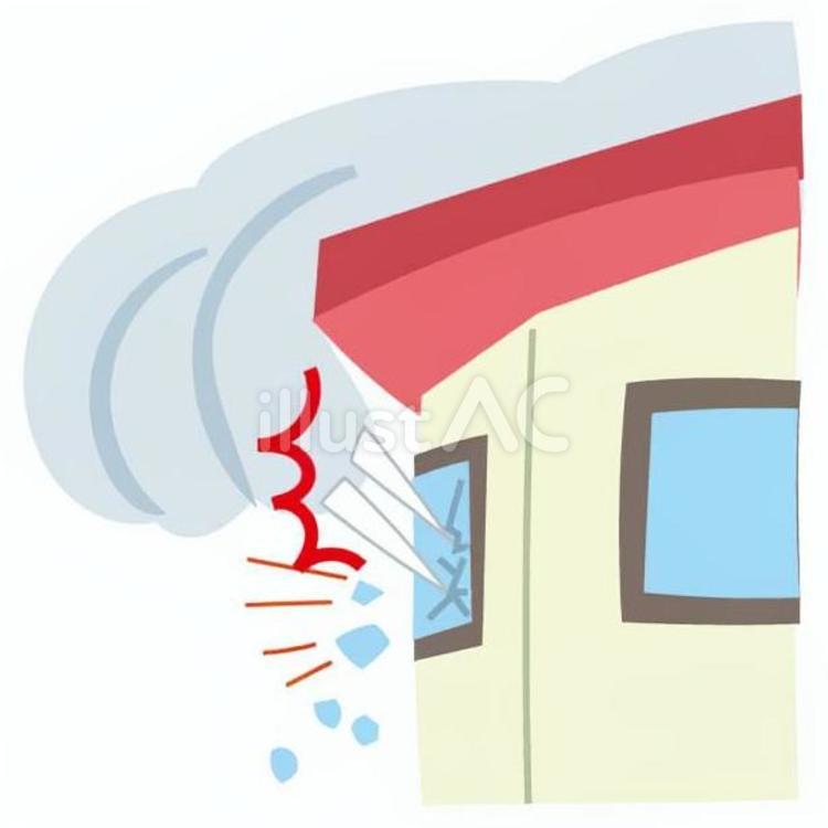 氷柱が窓に刺さって割れる 住宅,トラブル,一軒家のイラスト素材