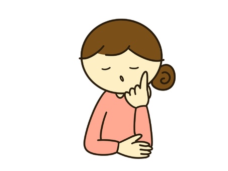 考える女性 女性,主婦,考える,考察,悩む,考え中,お団子ヘア,迷う,単品,単体のイラスト素材